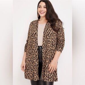 Maurices 0X long sleeve open front leopard print cardigan NWT